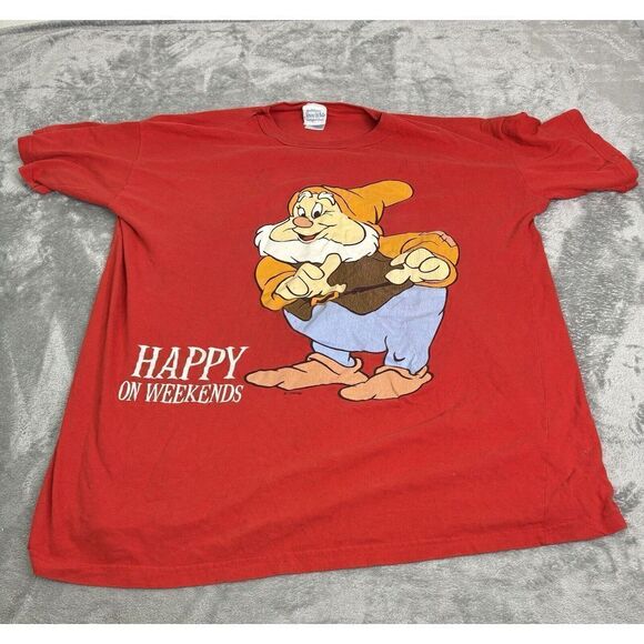 Vintage Disney Seven Dwarfs Short Sleeve Sleep T Shirt Women's Size One Size Red - Picture 1 of 12